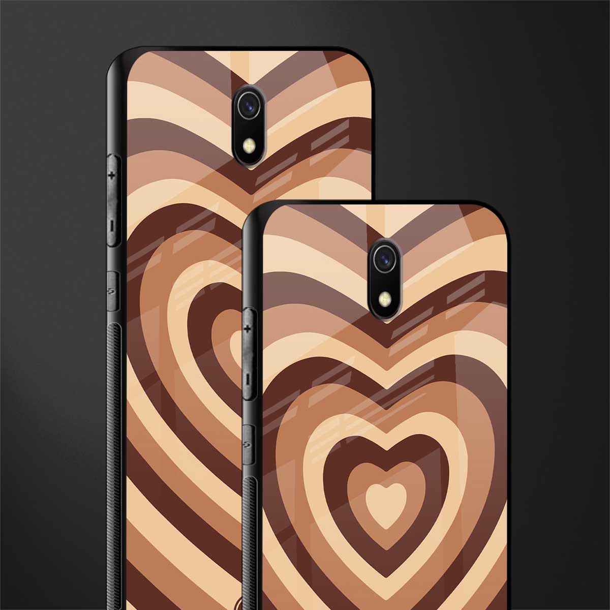 y2k brown hearts aesthetic glass case for redmi 8a image-2