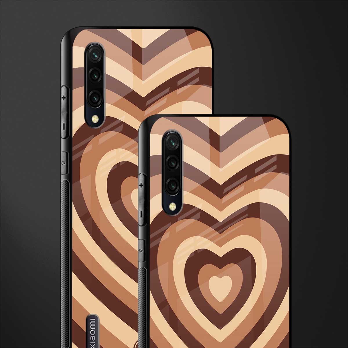 y2k brown hearts aesthetic glass case for mi a3 redmi a3 image-2