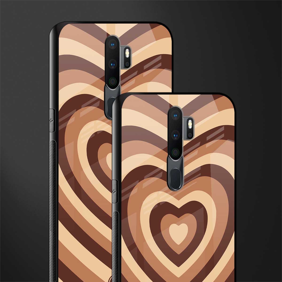 y2k brown hearts aesthetic glass case for oppo a9 2020 image-2