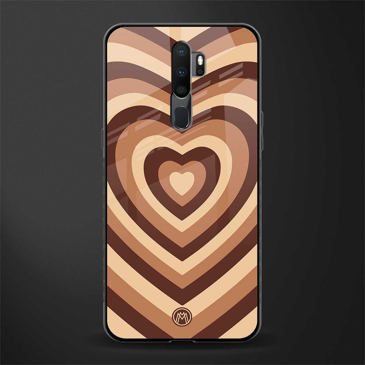 y2k brown hearts aesthetic glass case for oppo a9 2020 image