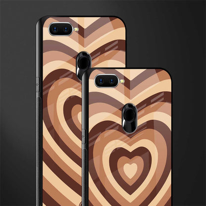y2k brown hearts aesthetic glass case for oppo a7 image-2