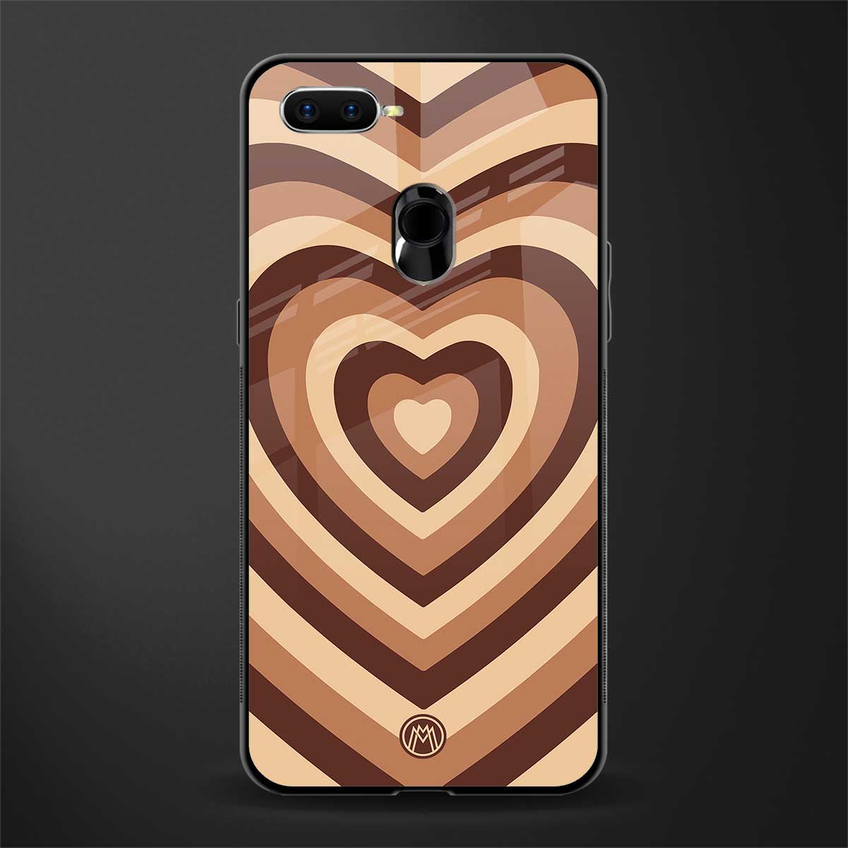 y2k brown hearts aesthetic glass case for oppo a7 image