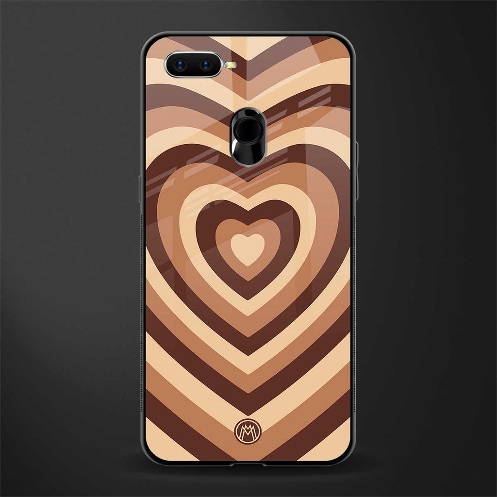 y2k brown hearts aesthetic glass case for oppo a12 image