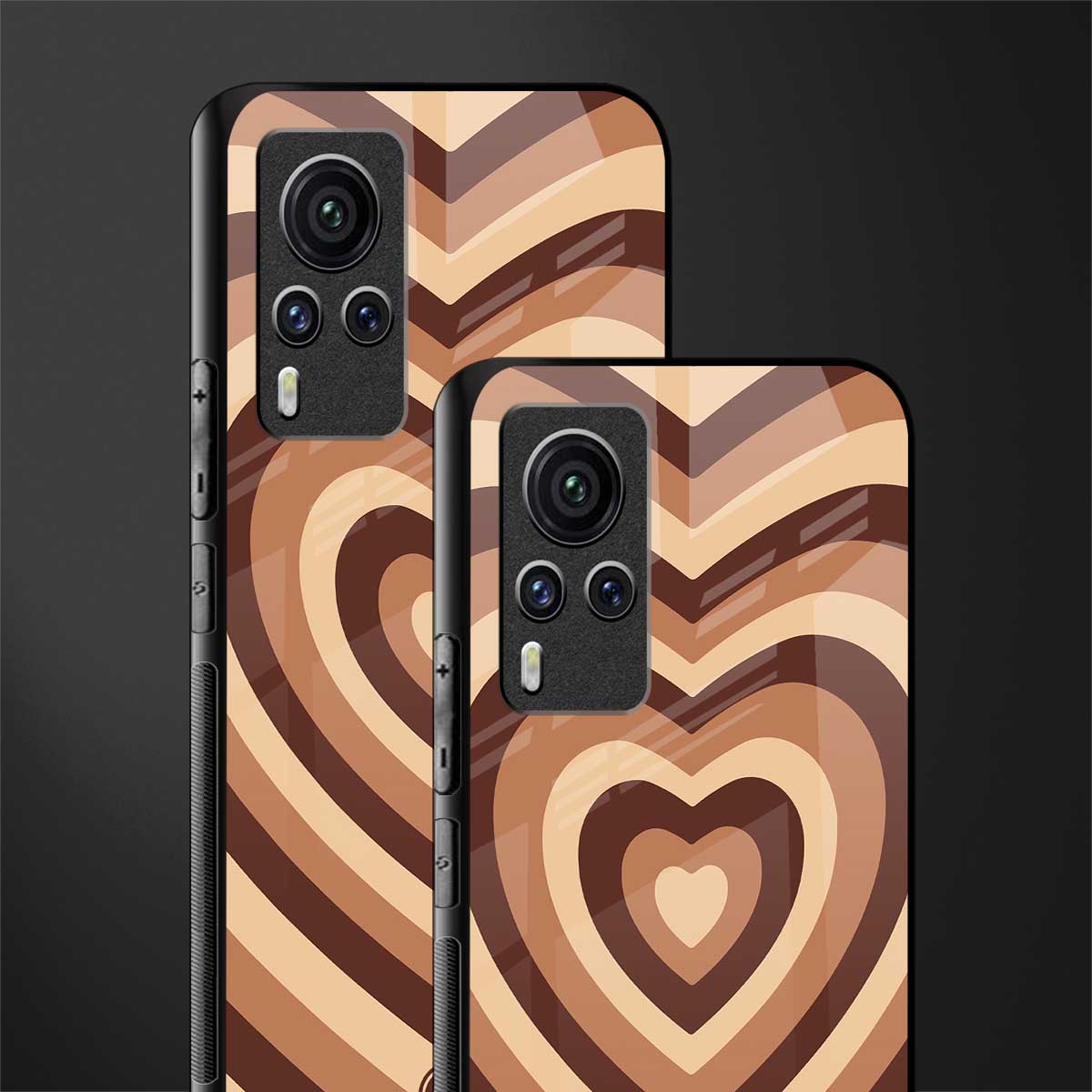 y2k brown hearts aesthetic glass case for vivo x60 pro image-2