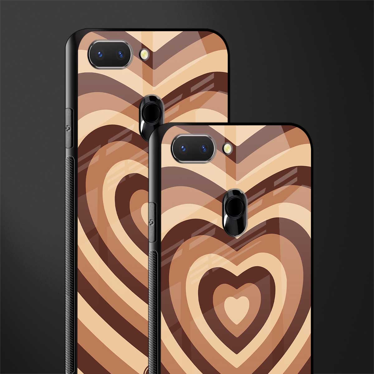 y2k brown hearts aesthetic glass case for oppo a5 image-2