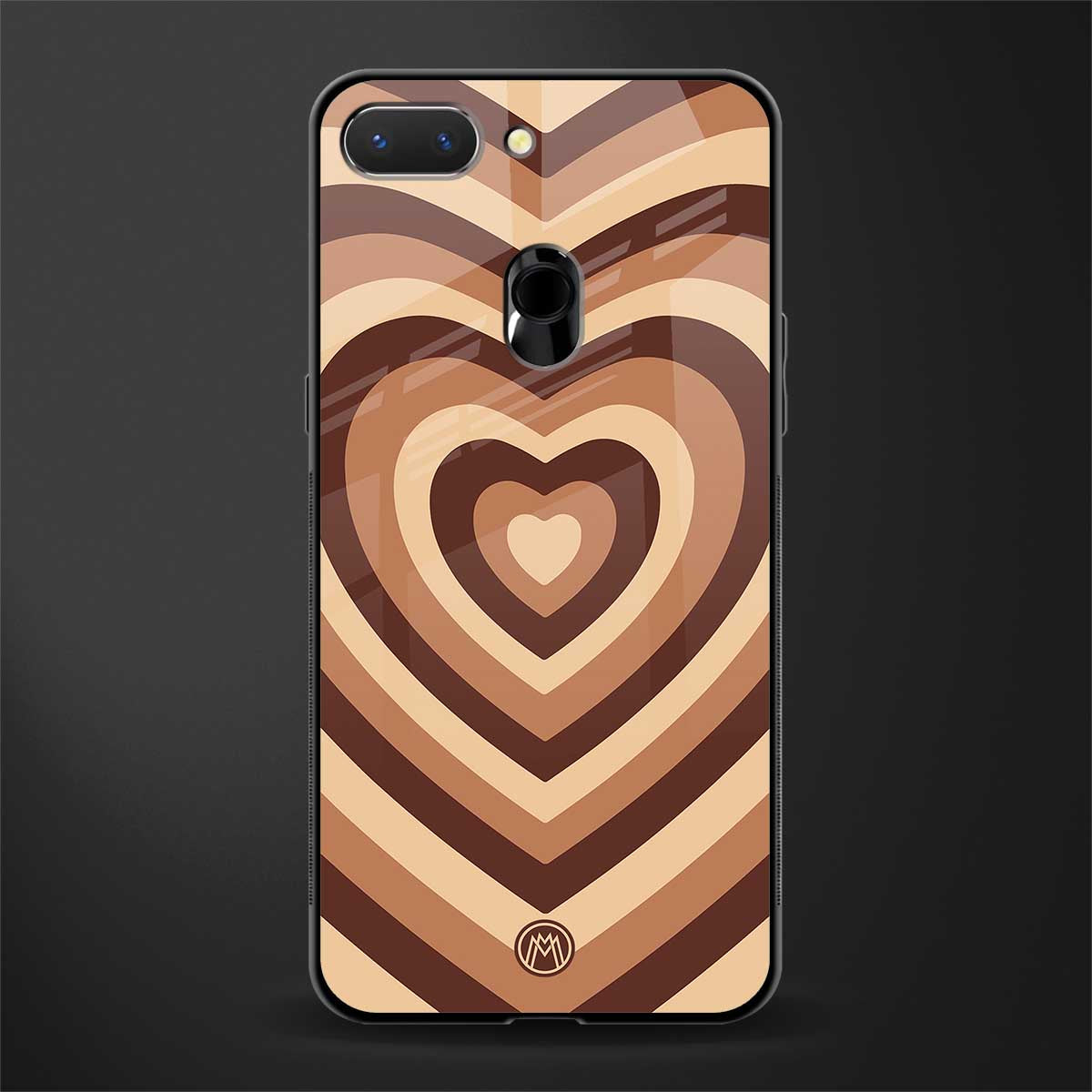 y2k brown hearts aesthetic glass case for oppo a5 image