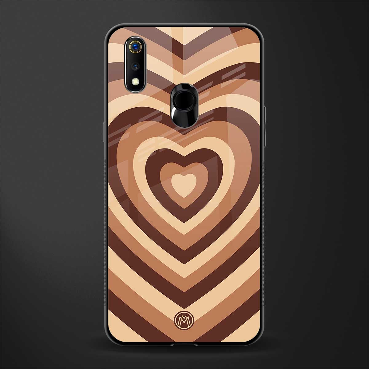 y2k brown hearts aesthetic glass case for realme 3 pro image