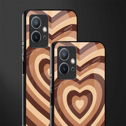 y2k brown hearts aesthetic glass case for vivo t1 5g image-2