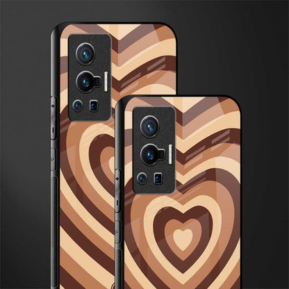y2k brown hearts aesthetic glass case for vivo x70 pro image-2