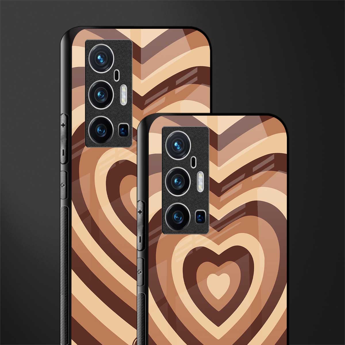 y2k brown hearts aesthetic glass case for vivo x70 pro plus image-2