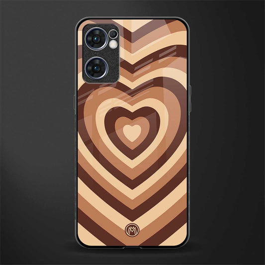y2k brown hearts aesthetic glass case for oppo reno7 5g image