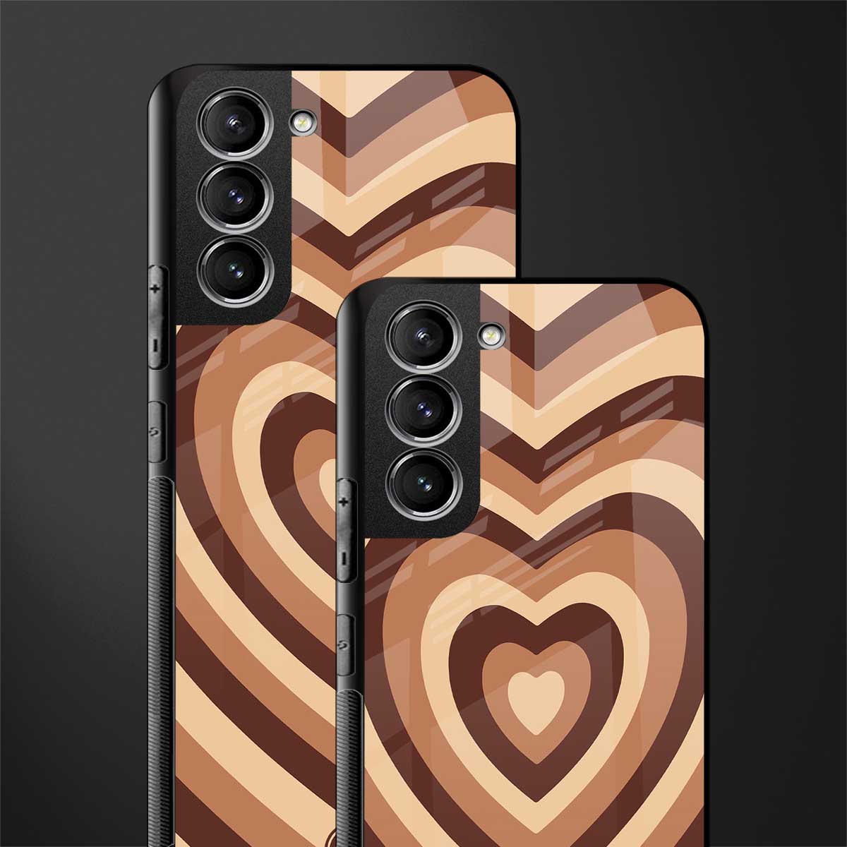 y2k brown hearts aesthetic glass case for samsung galaxy s21 plus image-2