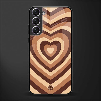 y2k brown hearts aesthetic glass case for samsung galaxy s21 plus image