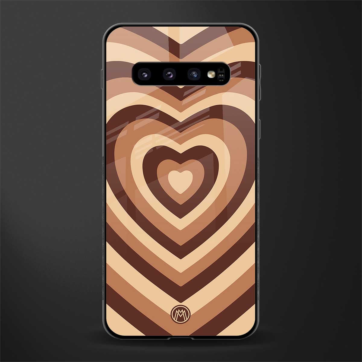 y2k brown hearts aesthetic glass case for samsung galaxy s10 plus image