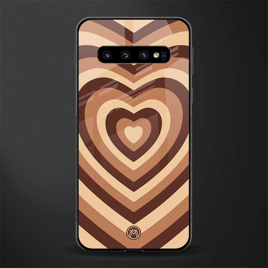 y2k brown hearts aesthetic glass case for samsung galaxy s10 plus image