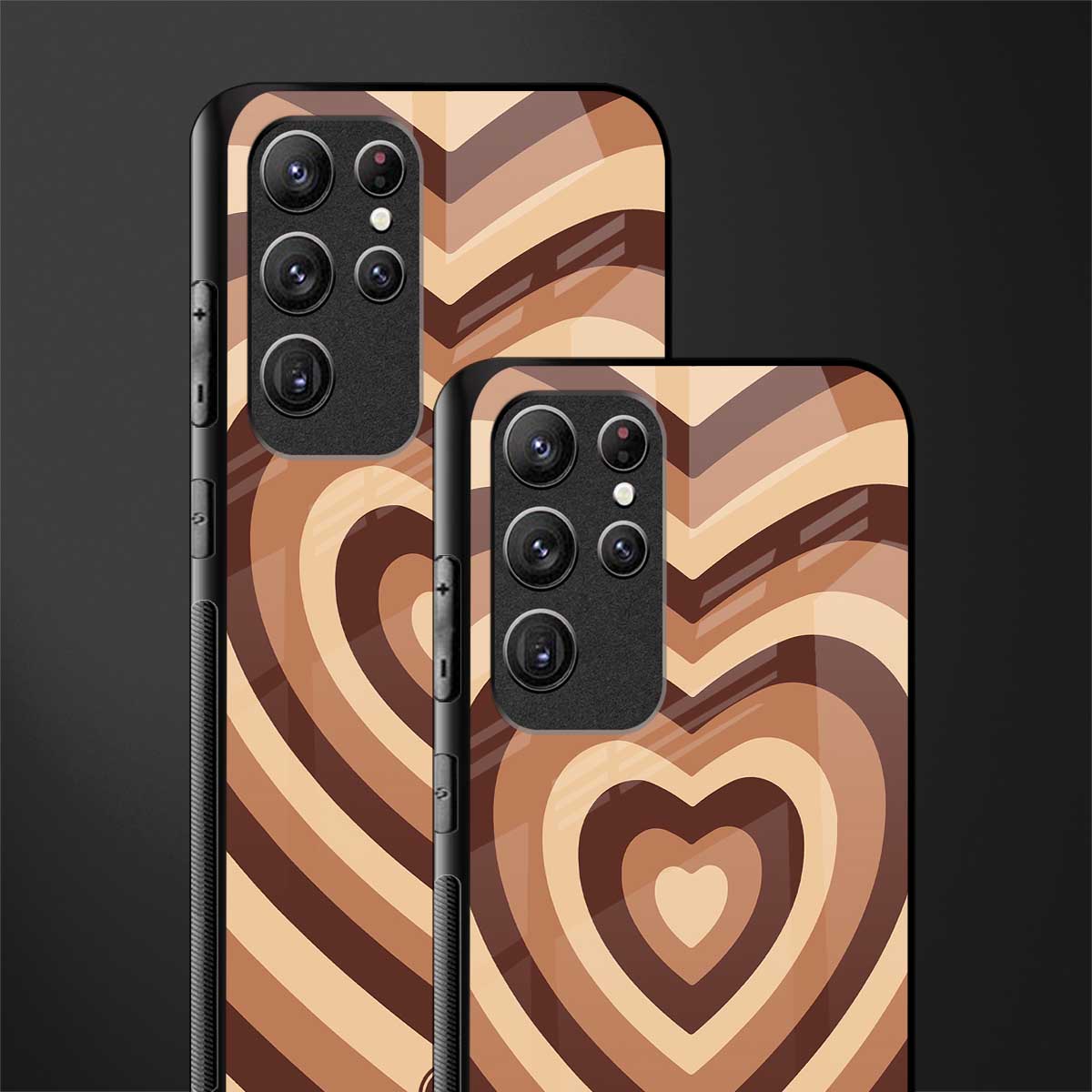 y2k brown hearts aesthetic glass case for samsung galaxy s22 ultra 5g image-2