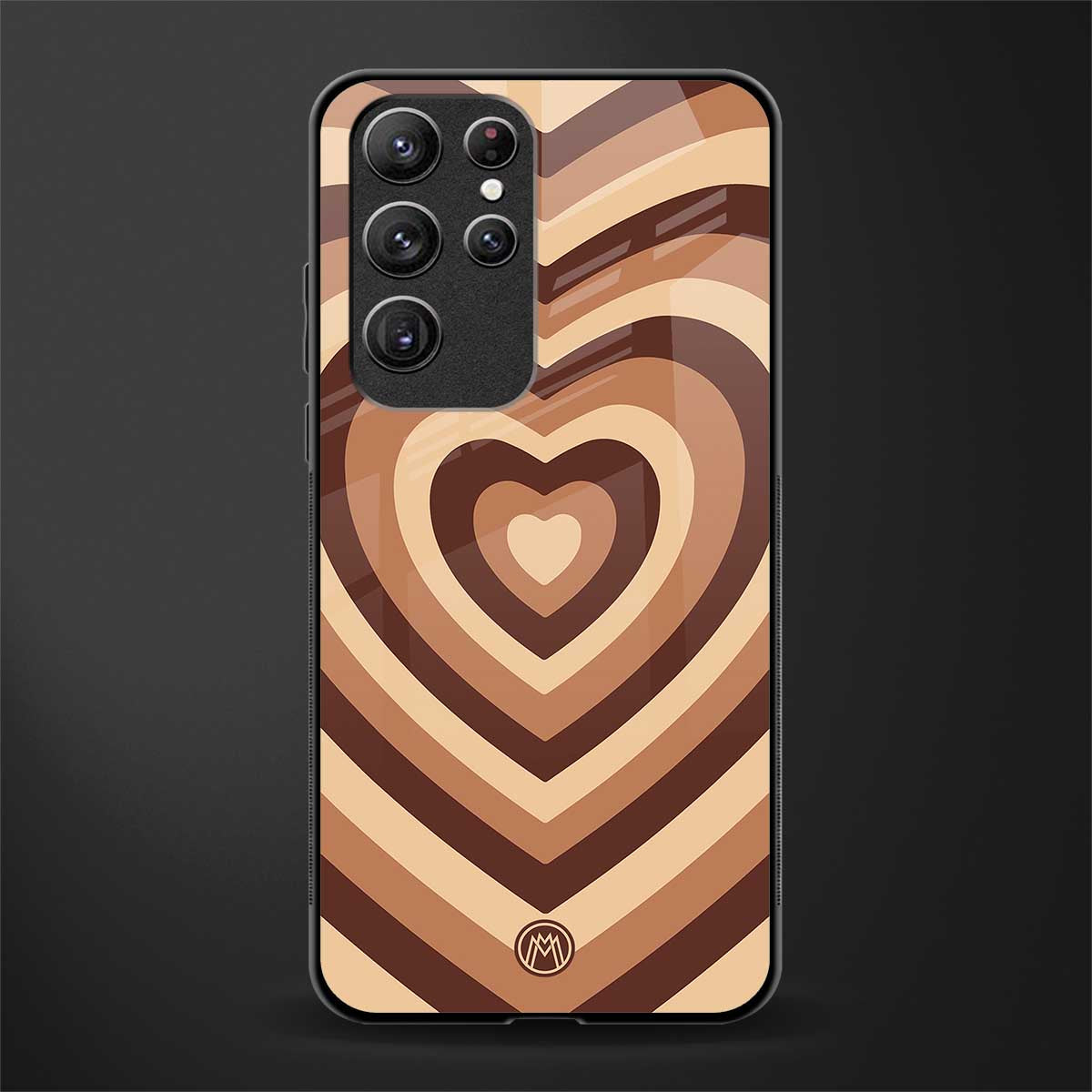 y2k brown hearts aesthetic glass case for samsung galaxy s22 ultra 5g image