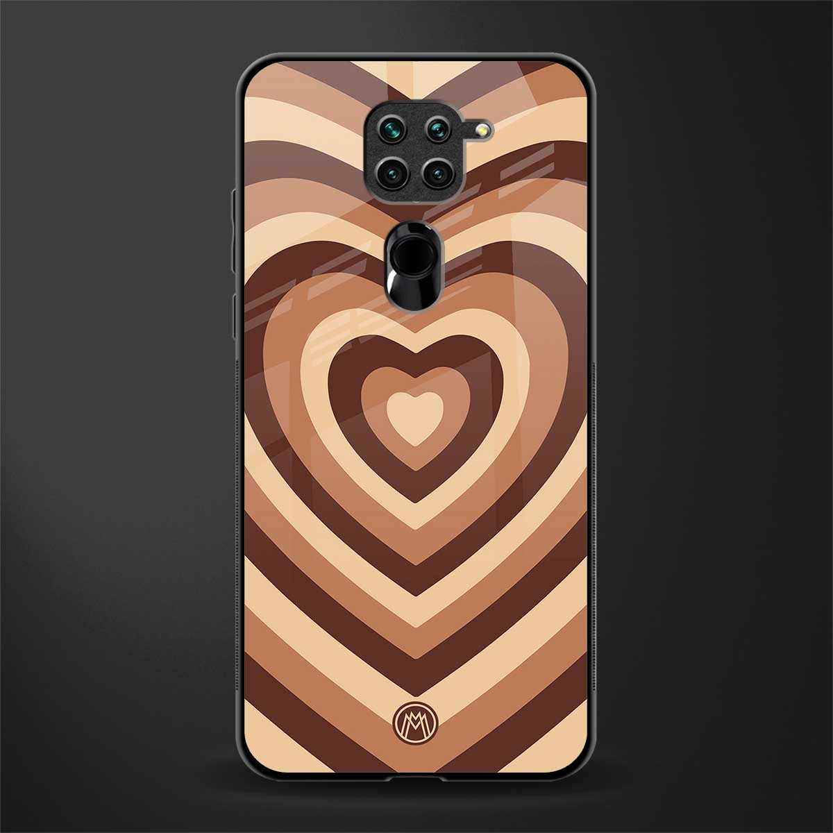 y2k brown hearts aesthetic glass case for redmi note 9 image