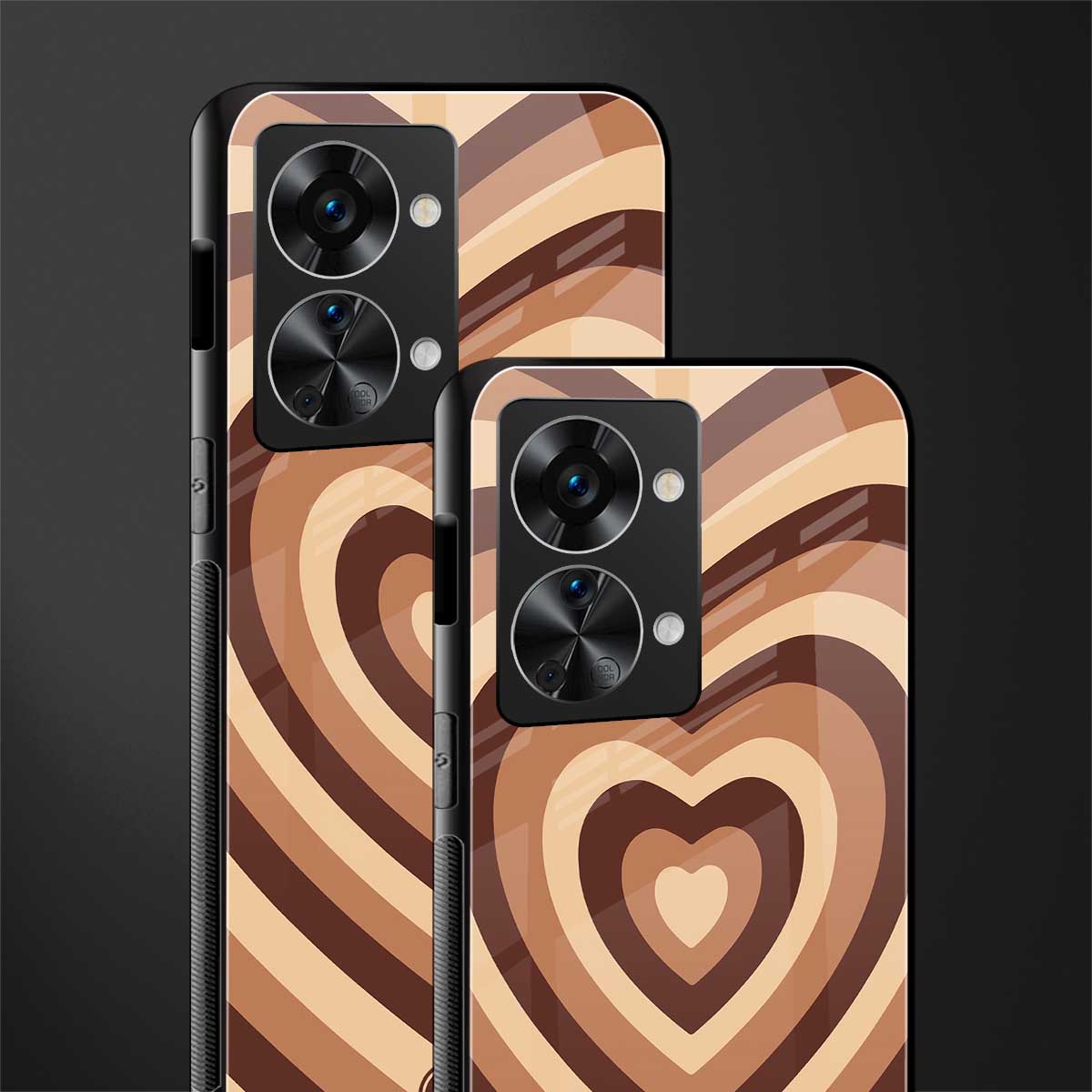 y2k brown hearts aesthetic glass case for phone case | glass case for oneplus nord 2t 5g