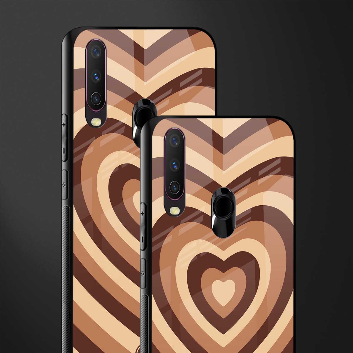 y2k brown hearts aesthetic glass case for vivo y12 image-2
