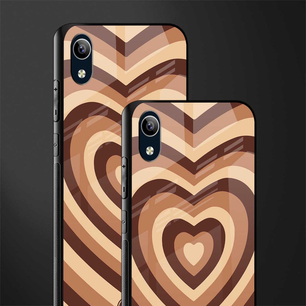 y2k brown hearts aesthetic glass case for vivo y91i image-2