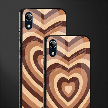 y2k brown hearts aesthetic glass case for vivo y1s without fingerprint image-2
