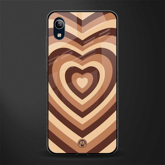 y2k brown hearts aesthetic glass case for vivo y1s without fingerprint image