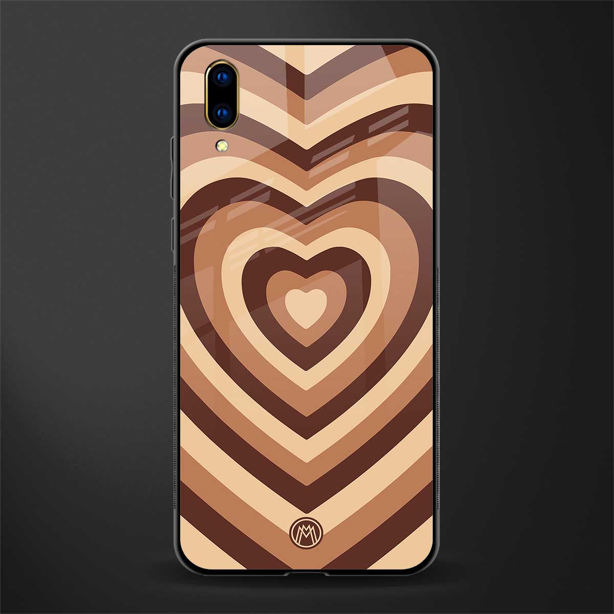 y2k brown hearts aesthetic glass case for vivo v11 pro image