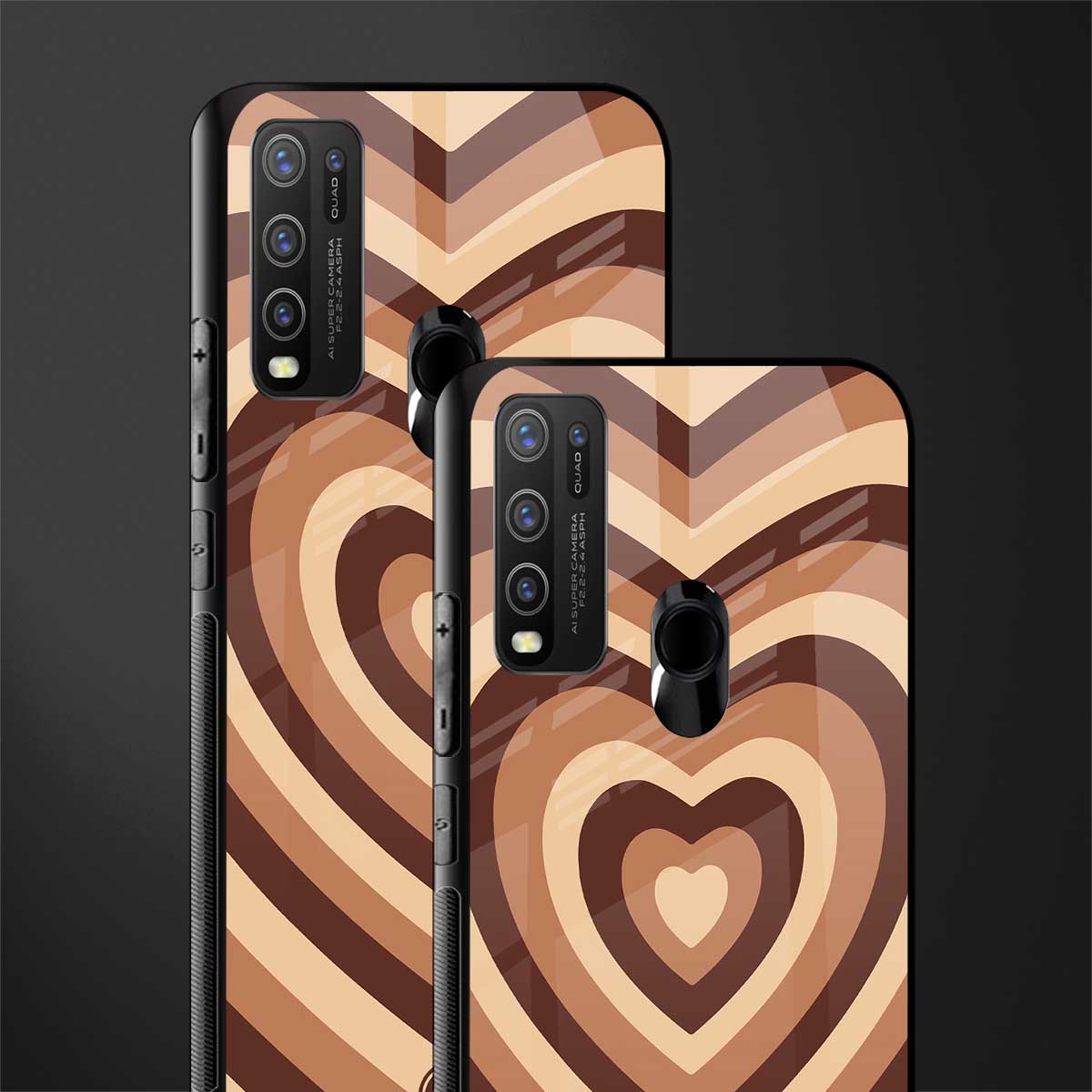 y2k brown hearts aesthetic glass case for vivo y30 image-2