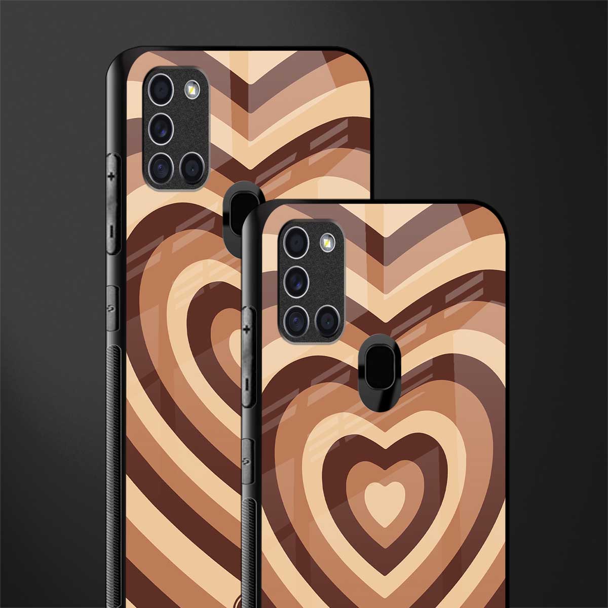 y2k brown hearts aesthetic glass case for samsung galaxy a21s image-2