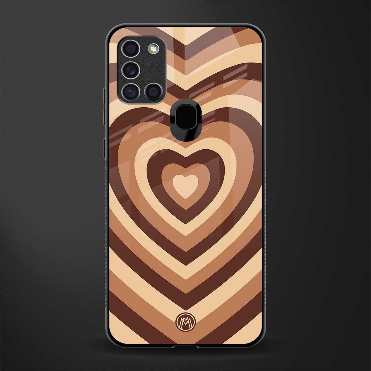 y2k brown hearts aesthetic glass case for samsung galaxy a21s image