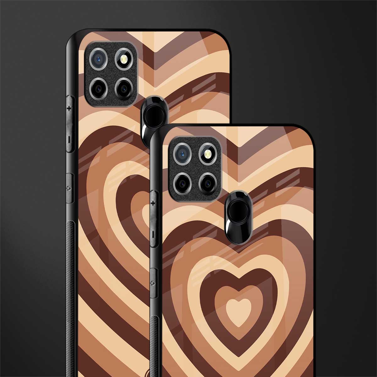y2k brown hearts aesthetic glass case for realme c25 realme c25s image-2