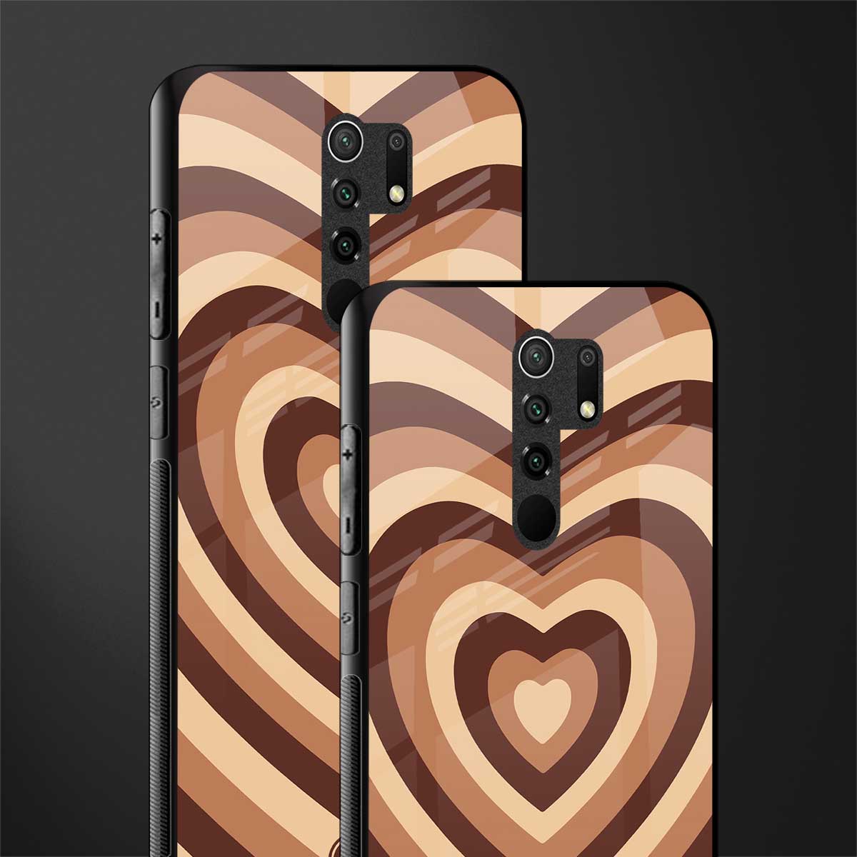 y2k brown hearts aesthetic glass case for redmi 9 prime image-2