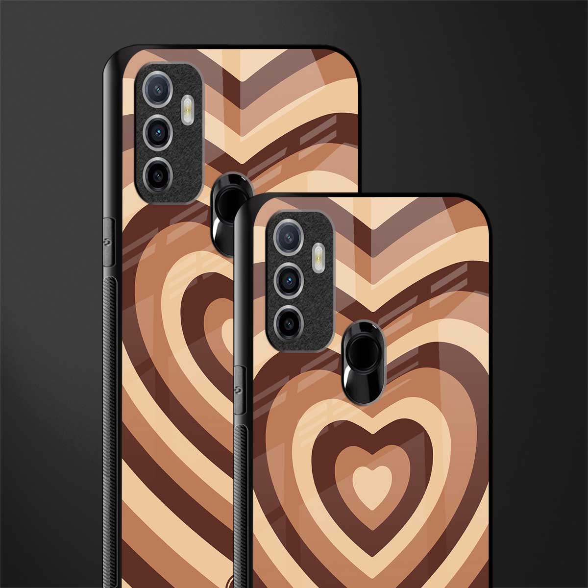 y2k brown hearts aesthetic glass case for oppo a53 image-2
