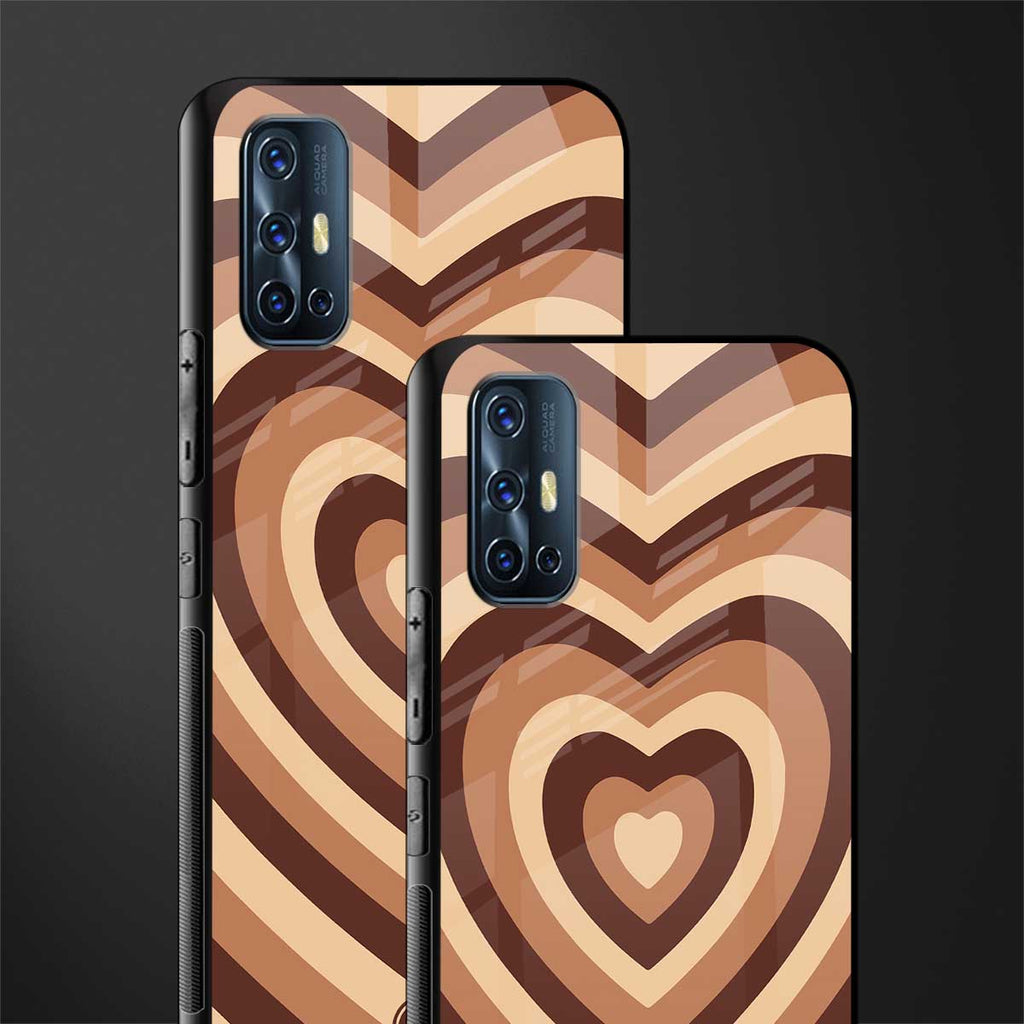 y2k brown hearts aesthetic glass case for vivo v17 image-2