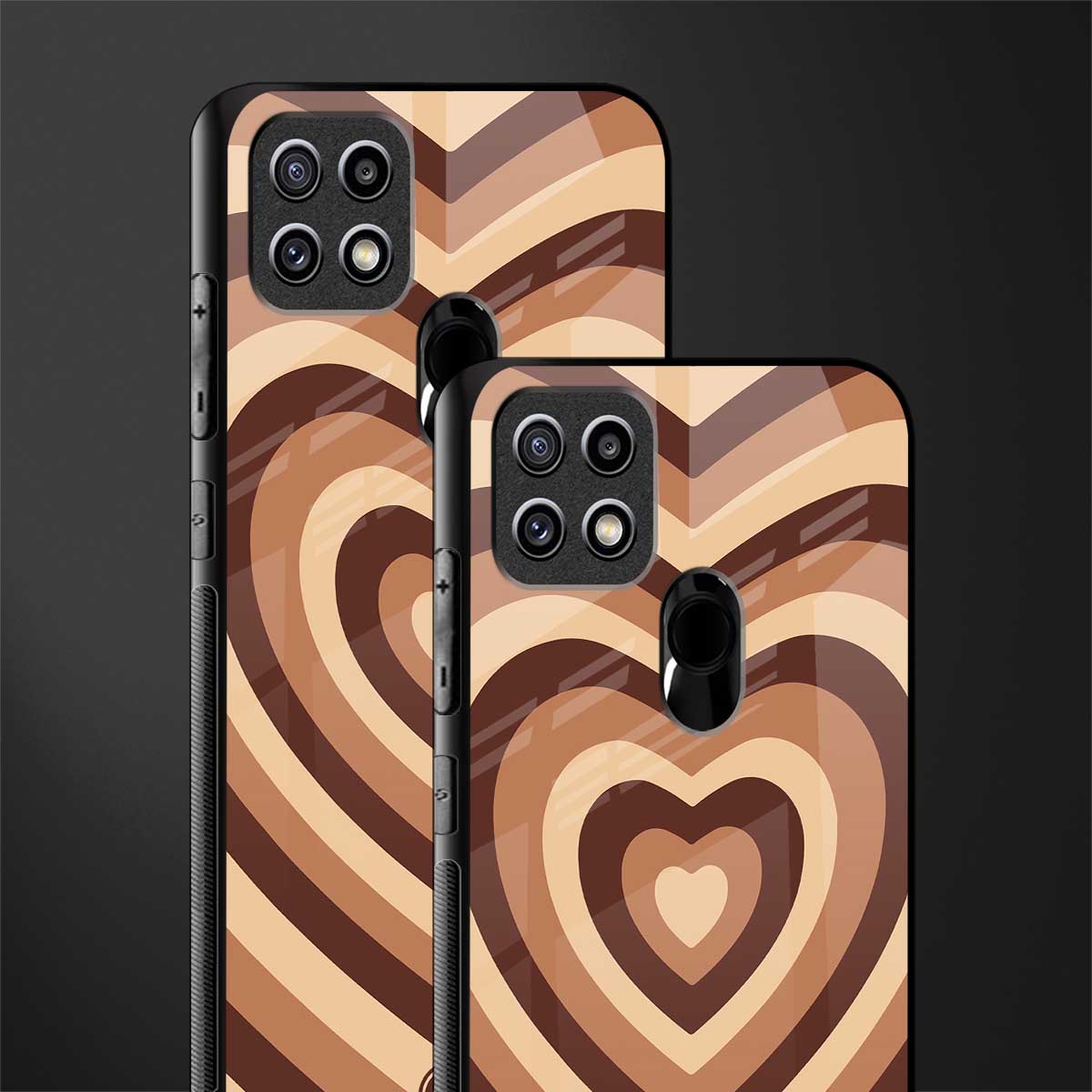 y2k brown hearts aesthetic glass case for oppo a15 image-2