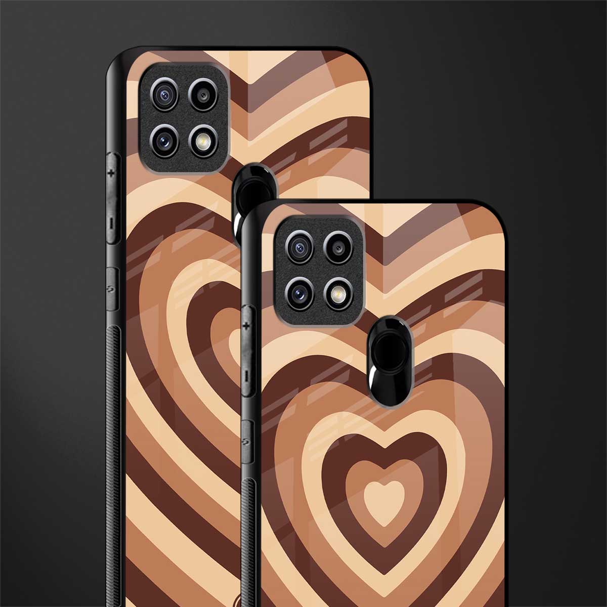 y2k brown hearts aesthetic glass case for oppo a15s image-2