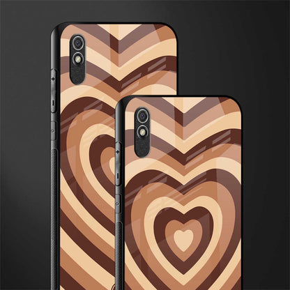 y2k brown hearts aesthetic glass case for redmi 9a image-2
