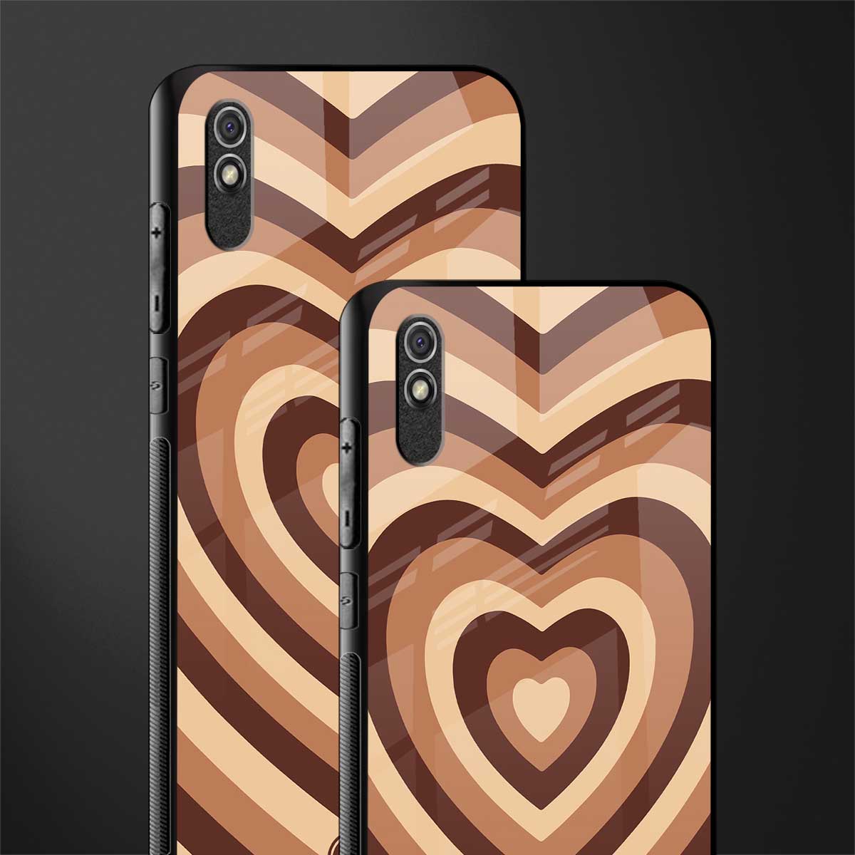 y2k brown hearts aesthetic glass case for redmi 9i image-2
