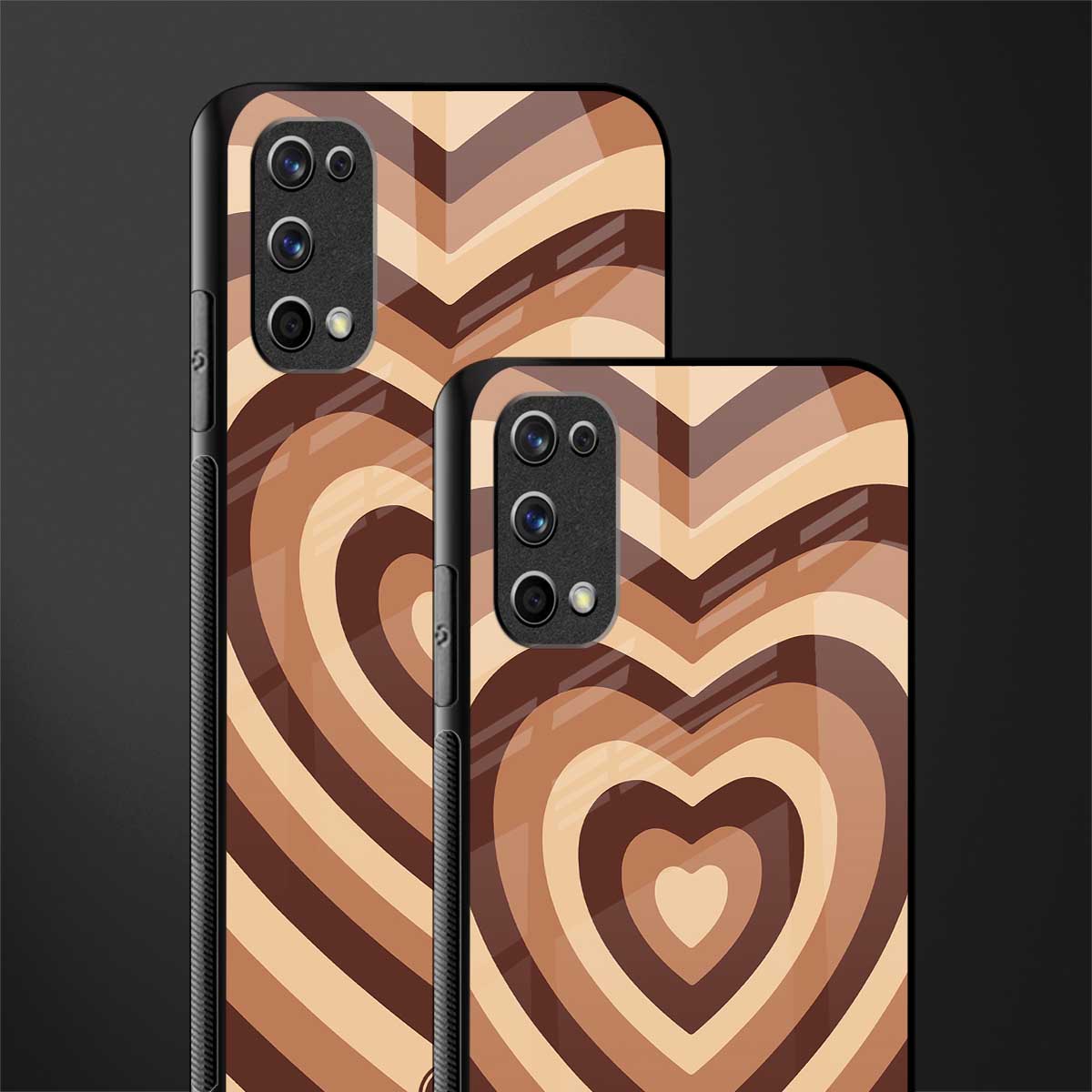 y2k brown hearts aesthetic glass case for realme 7 pro image-2