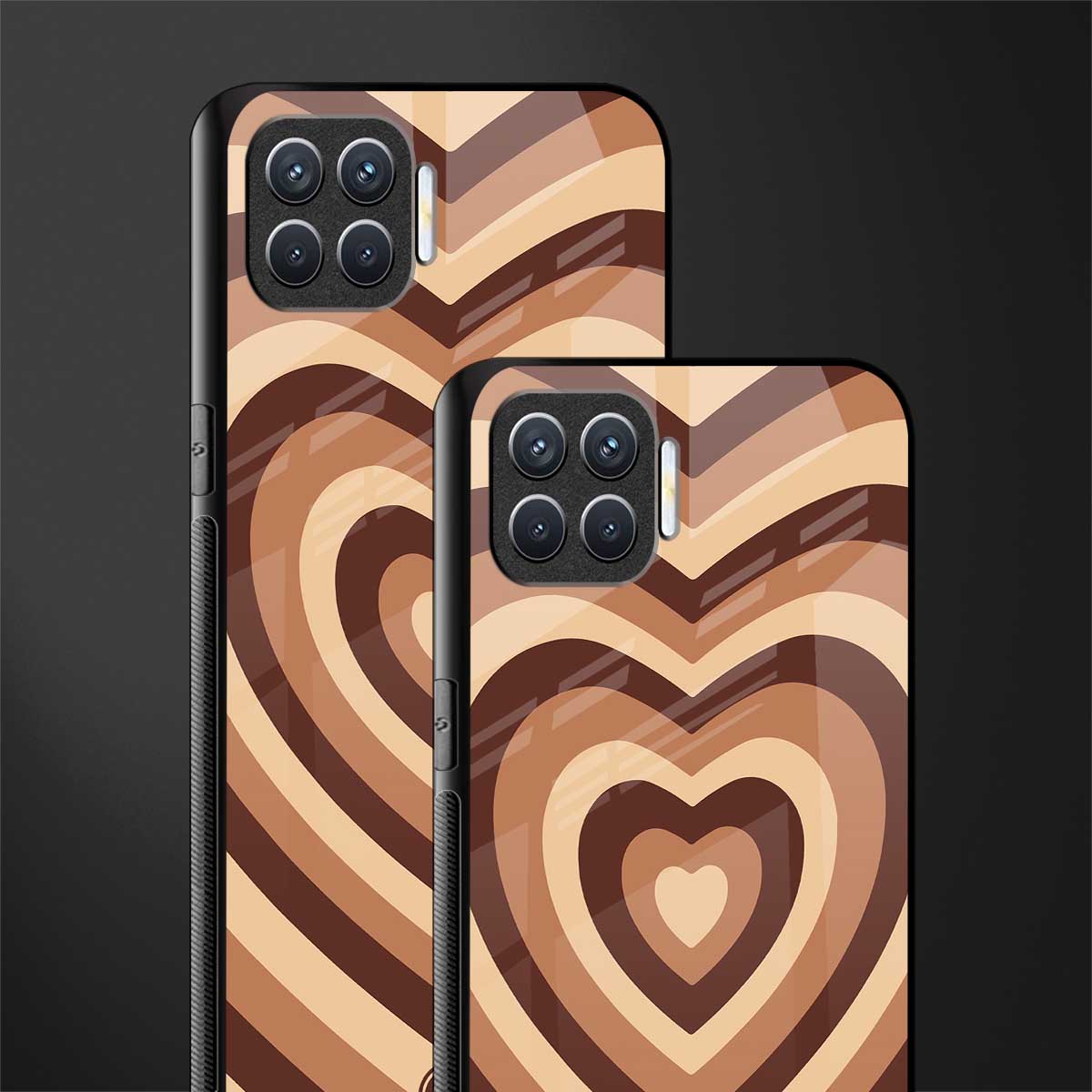 y2k brown hearts aesthetic glass case for oppo f17 image-2