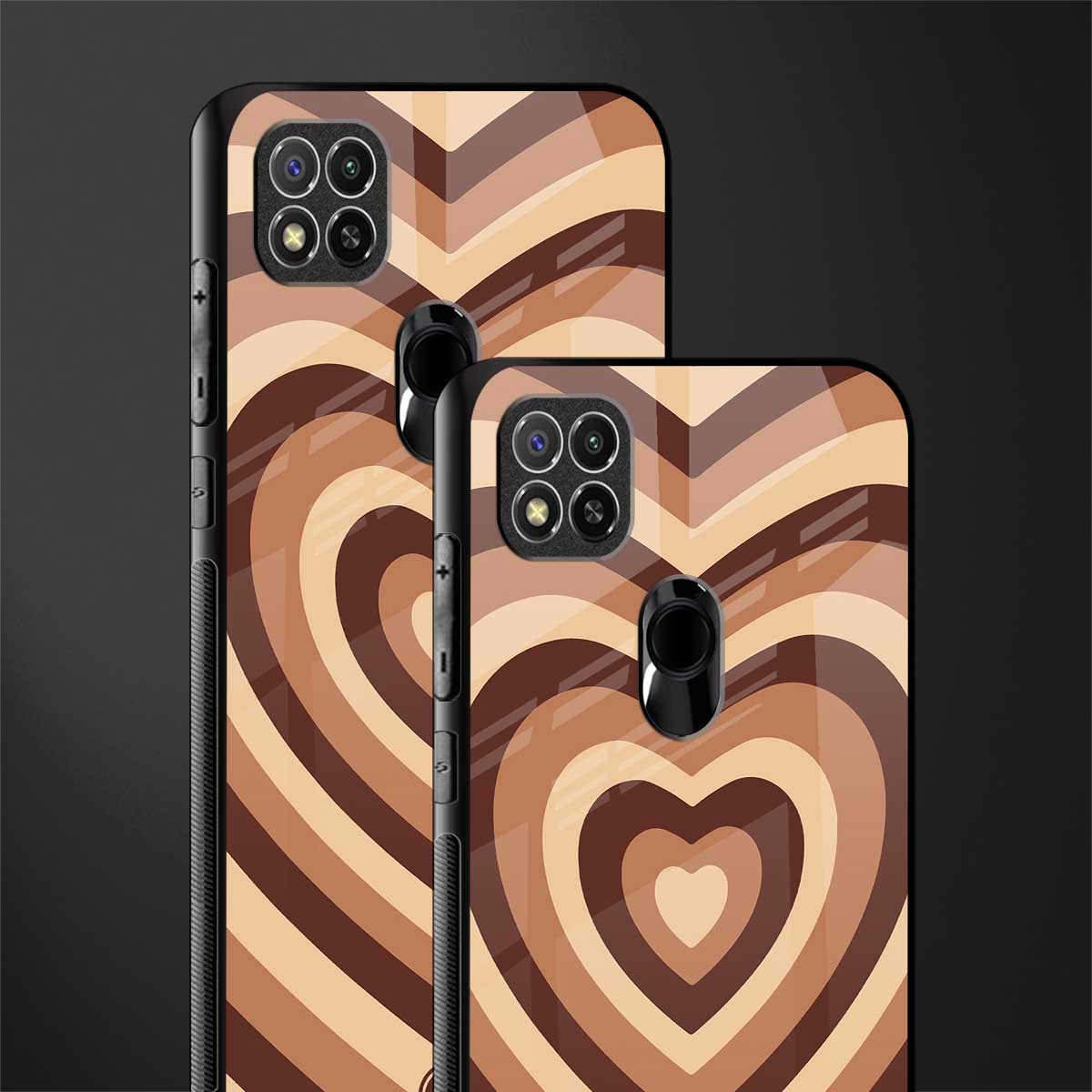 y2k brown hearts aesthetic glass case for redmi 9c image-2