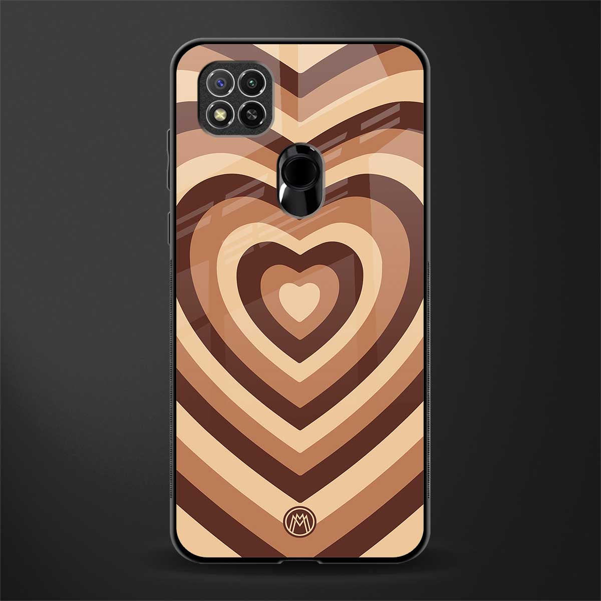 y2k brown hearts aesthetic glass case for redmi 9 image