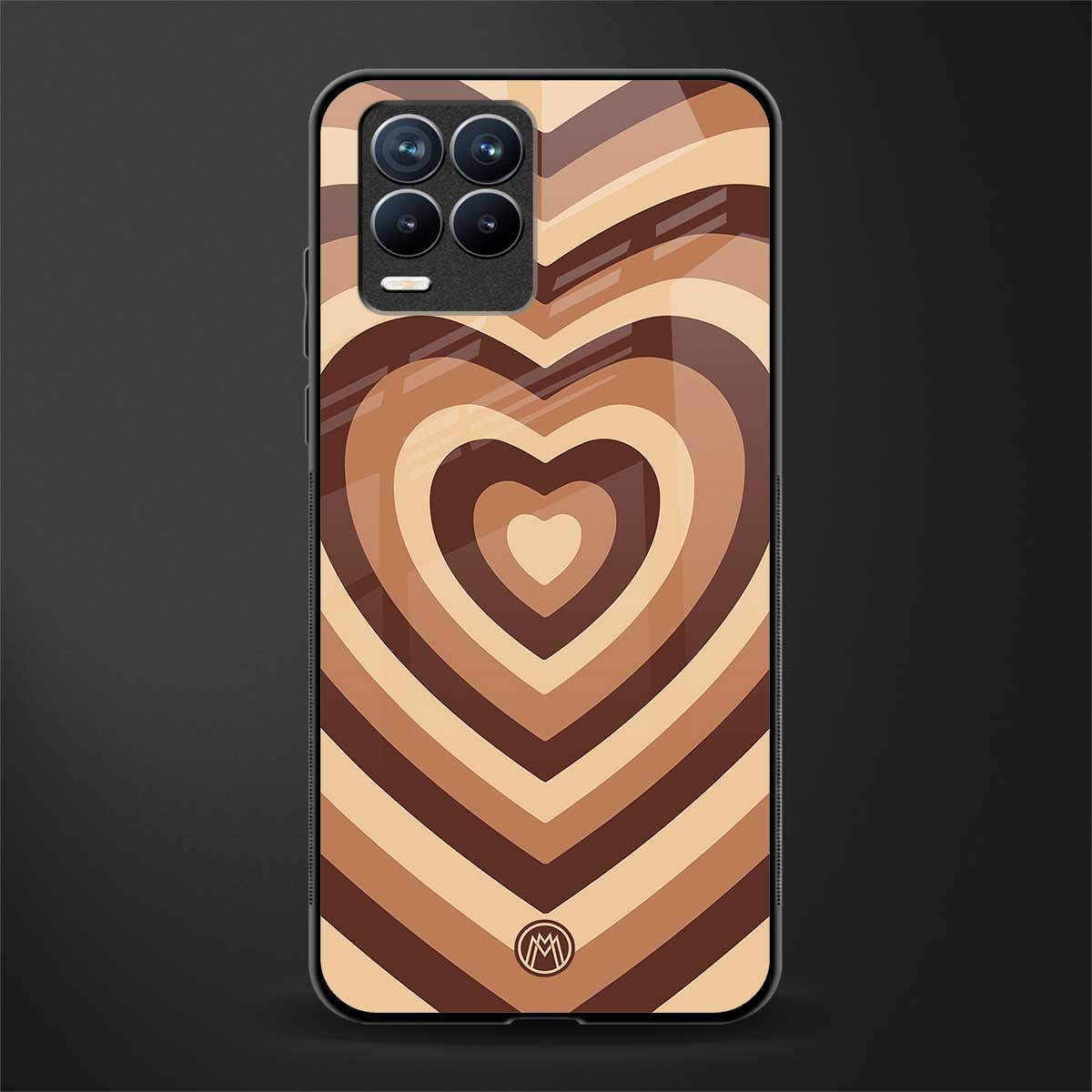 y2k brown hearts aesthetic glass case for realme 8 pro image