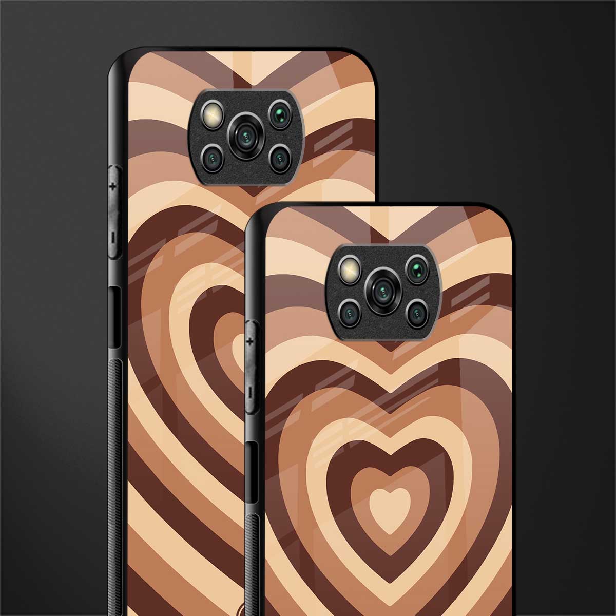 y2k brown hearts aesthetic glass case for poco x3 image-2