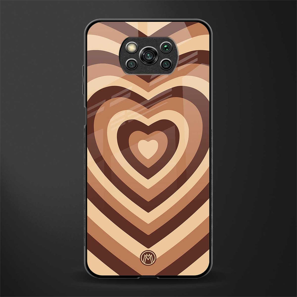 y2k brown hearts aesthetic glass case for poco x3 image