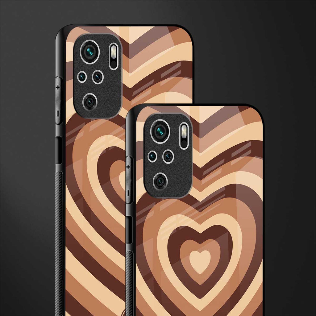 y2k brown hearts aesthetic glass case for redmi note 10s image-2