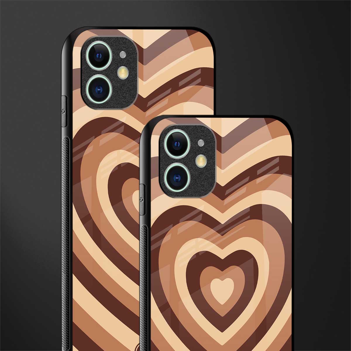 y2k brown hearts aesthetic glass case for iphone 12 image-2