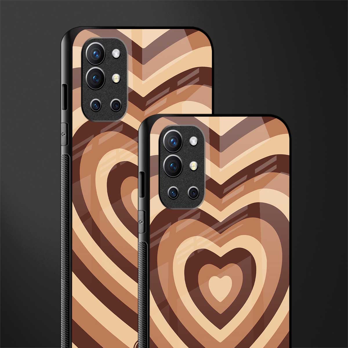 y2k brown hearts aesthetic glass case for oneplus 9r image-2