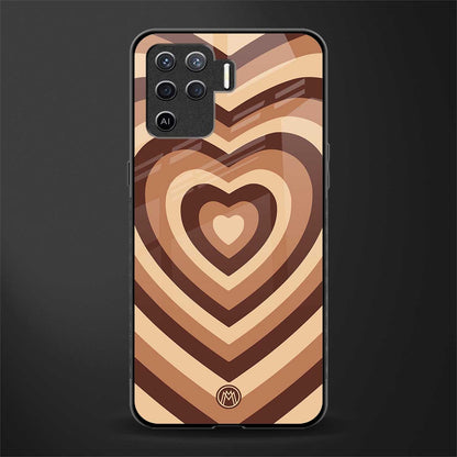 y2k brown hearts aesthetic glass case for oppo f19 pro image